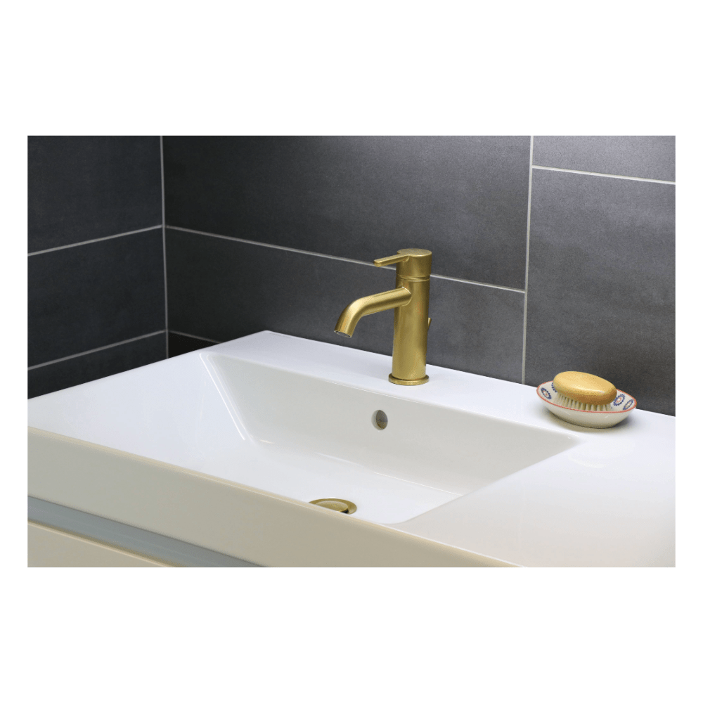 Robinetterie de lavabo VFG Prestige dorée - Medium avec soupape de vidange - swiss vfg - ch