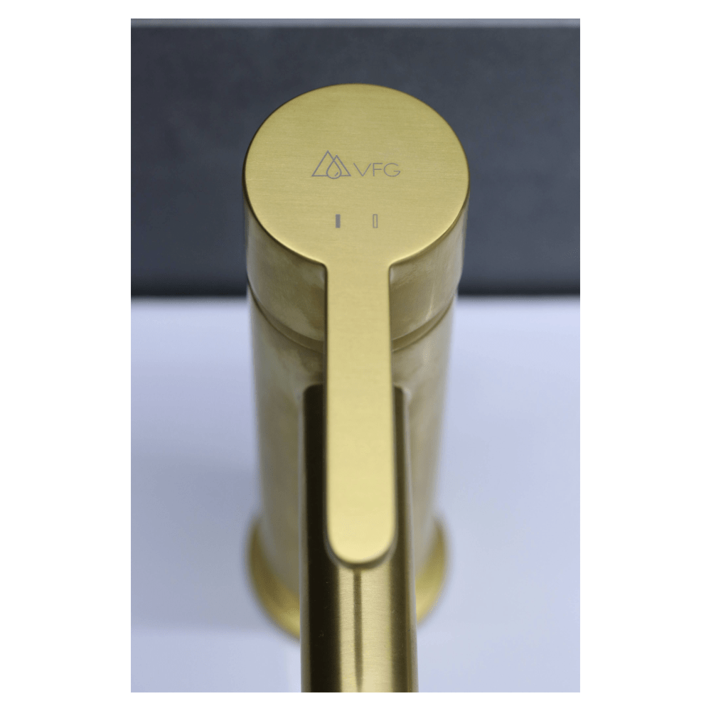 Robinetterie de lavabo VFG Prestige dorée - Medium avec soupape de vidange - swiss vfg - ch