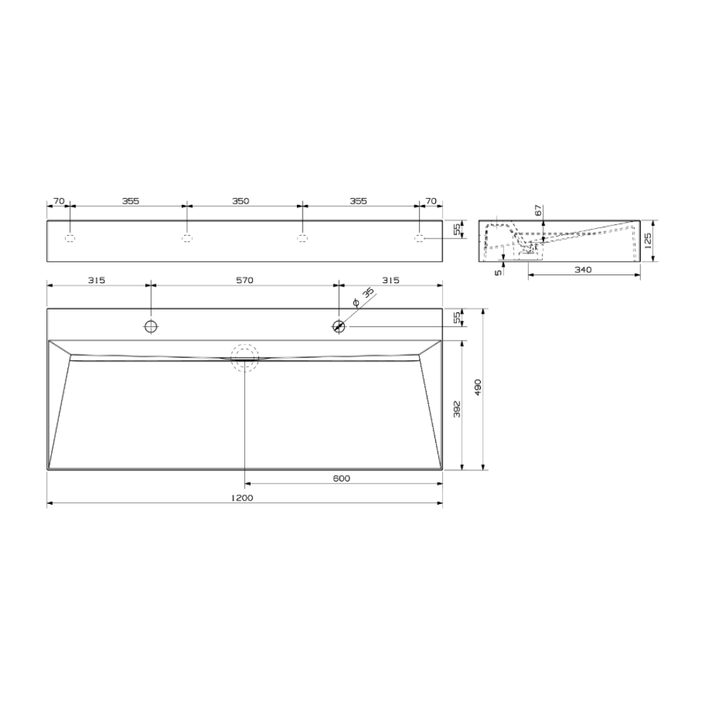 Waschbecken City Style 1200x490mm