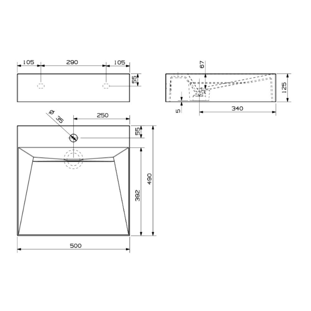 Waschbecken City Style 500x490mm