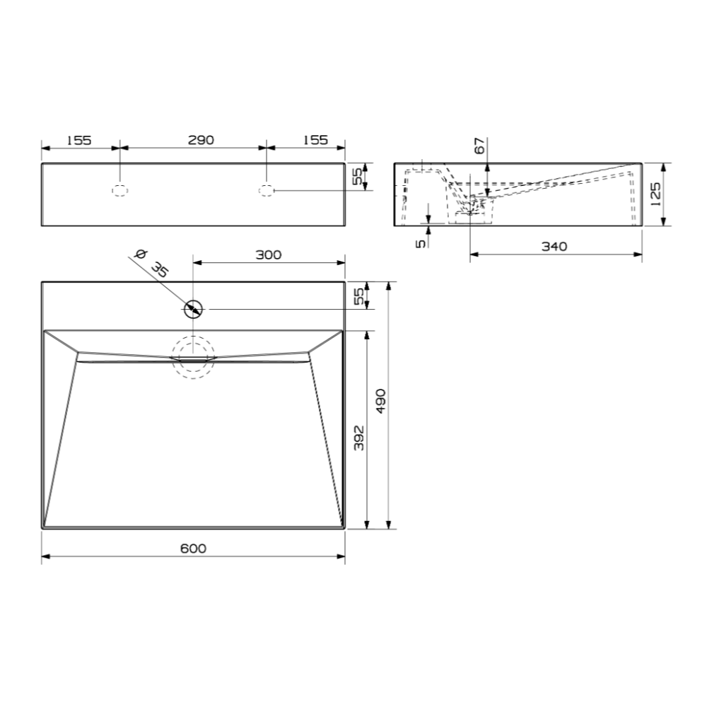 Waschbecken City Style 600x490mm