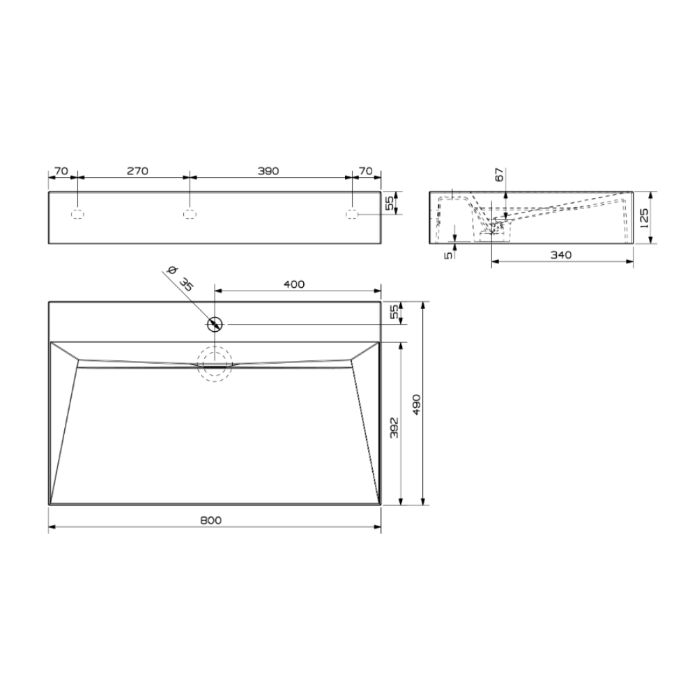 Waschbecken City Style 800x490mm