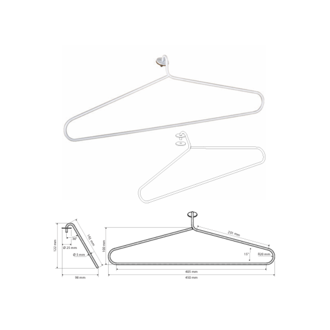 Aufhänger für elektrischen Handtuchtrockner, Edelstahl finish