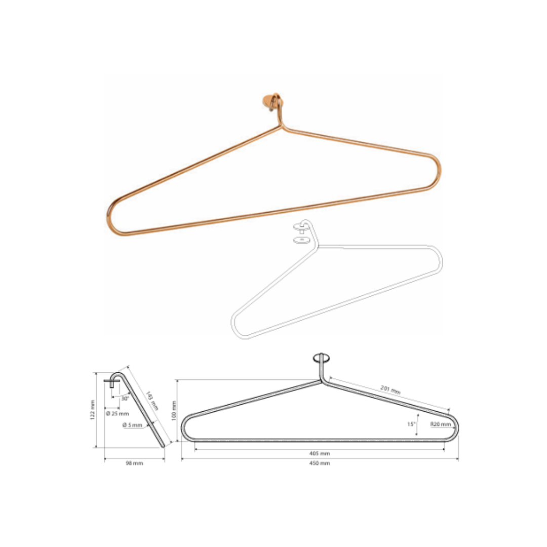 Aufhänger für elektrischen Handtuchtrockner, Kupfer gebürstet