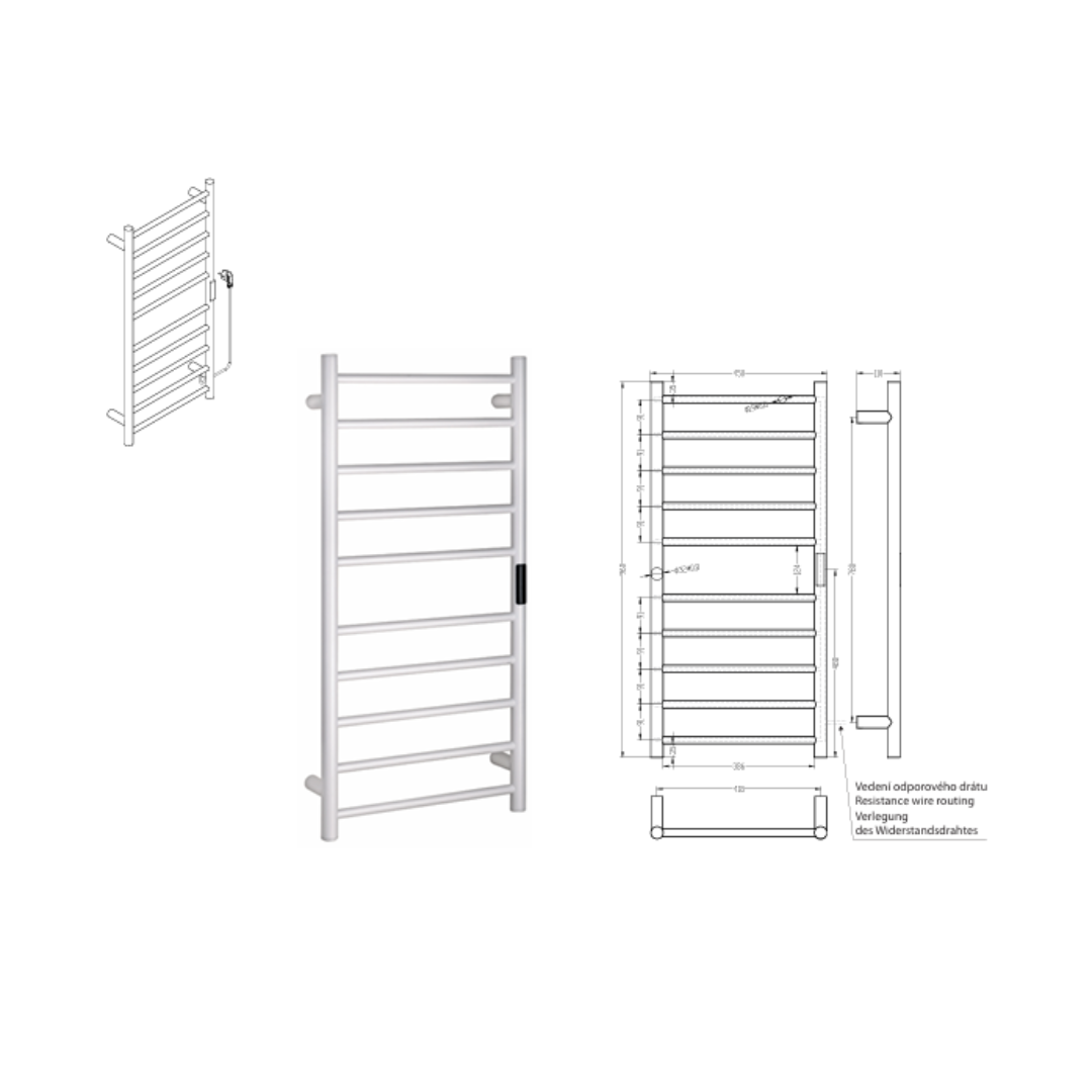 Elektrischer Handtuchheizkörper 450 × 960 mm, 130 W, weiss