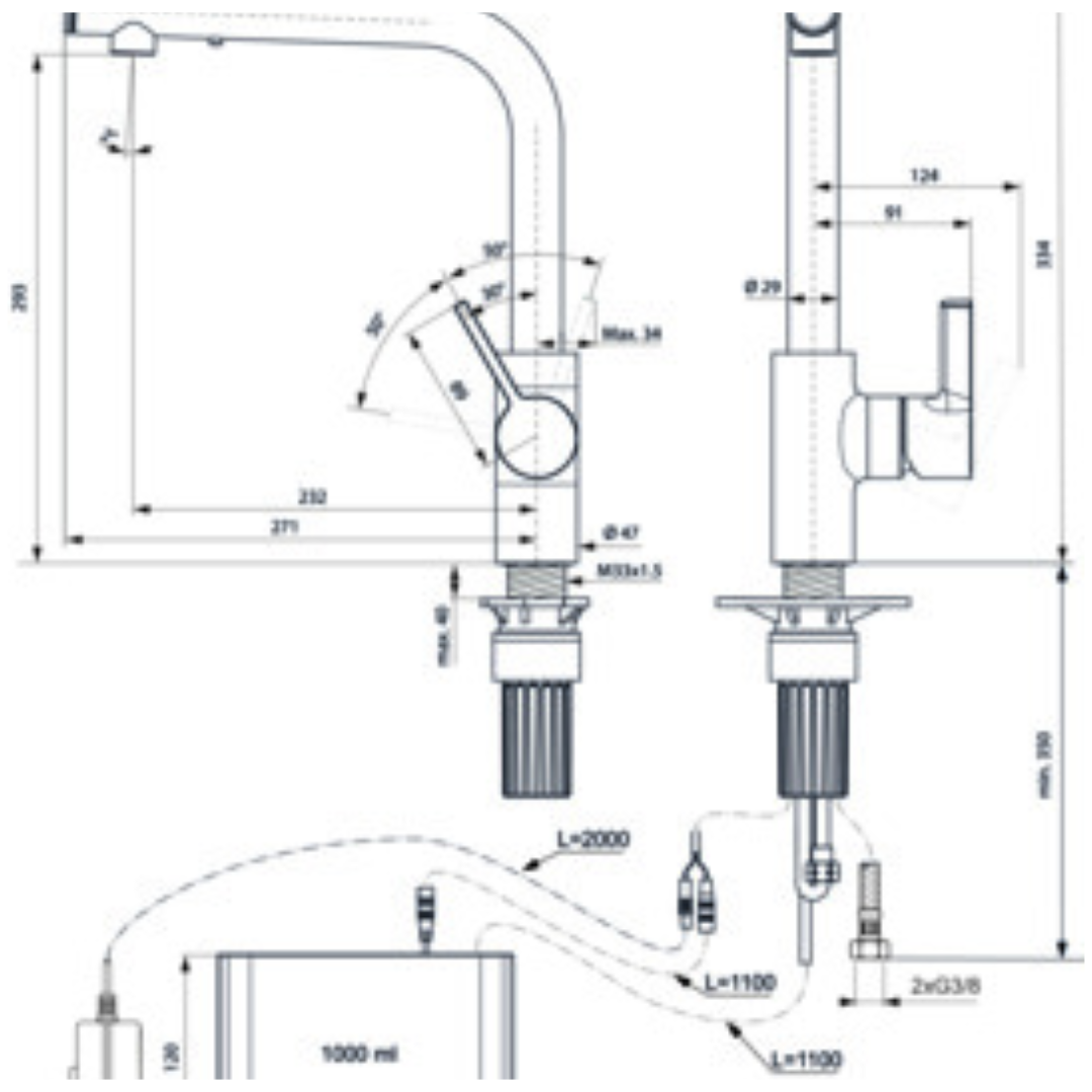 Küchenarmatur L-Auslauf mit Seifenspender Ideal Standard Gusto, chrom