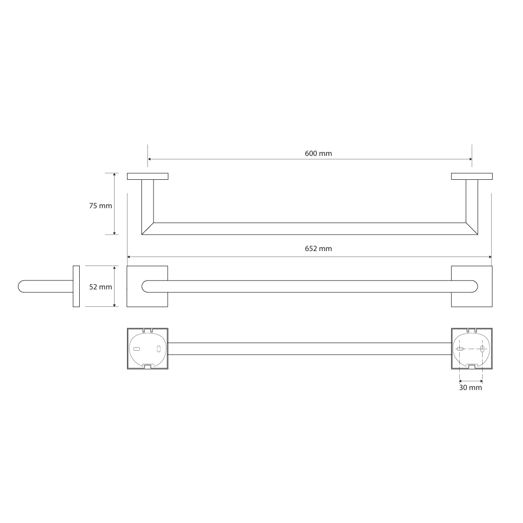 Barre de drap de bain 800mm
