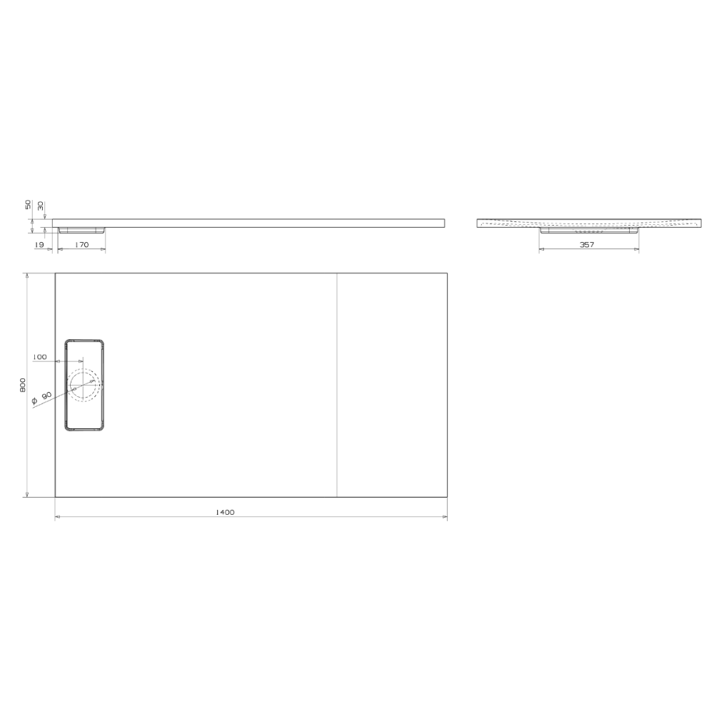 Duschwannen, Viego CreaCore, Breite 800mm