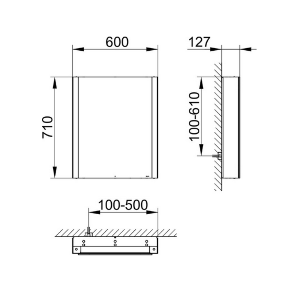 Spiegelschrank Somaris 600mm, Wandvorbau, rechts