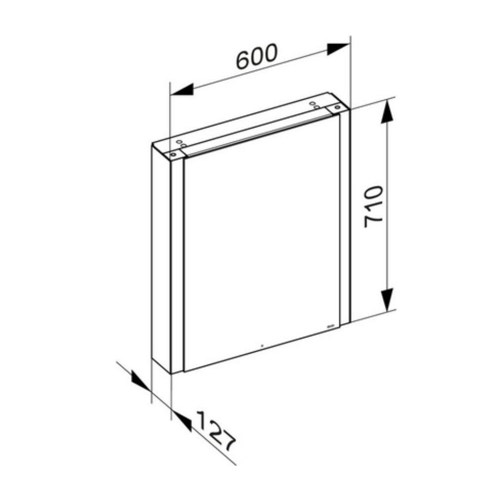 Spiegelschrank Somaris 600mm, Wandvorbau, rechts