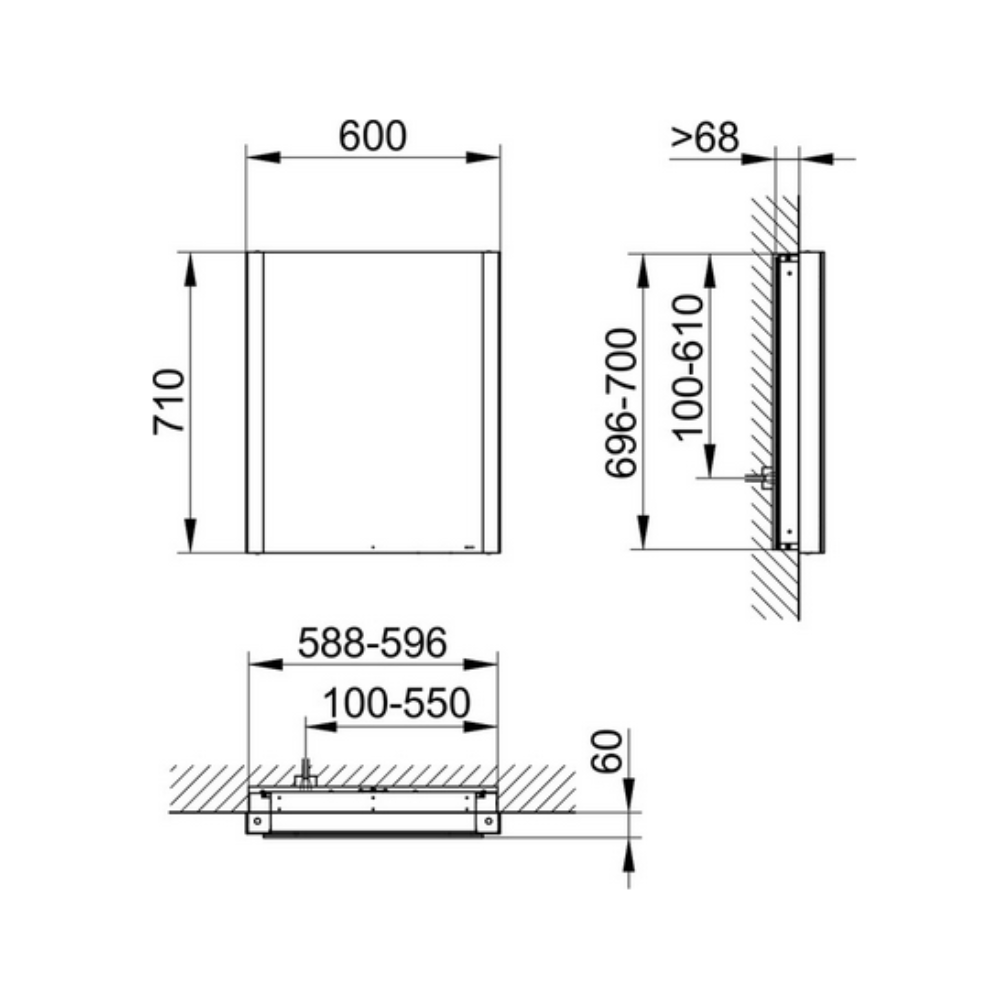 Spiegelschrank Somaris 600mm, Wandeinbau, rechts