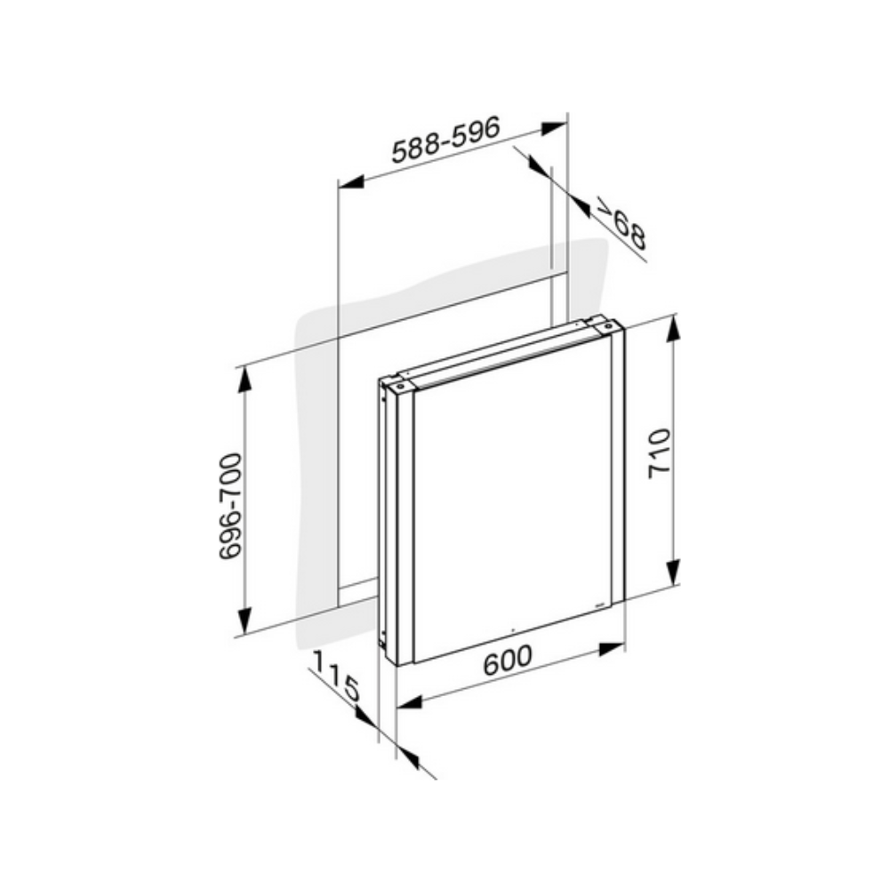 Spiegelschrank Somaris 600mm, Wandeinbau, rechts