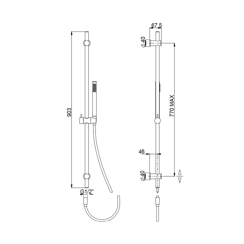 VFG Prestige Kit de barres de douche coulissantes