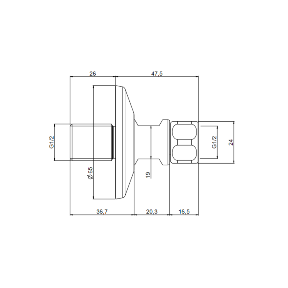 Set Wandanschluss 1/2&quot;x1/2&quot;, black