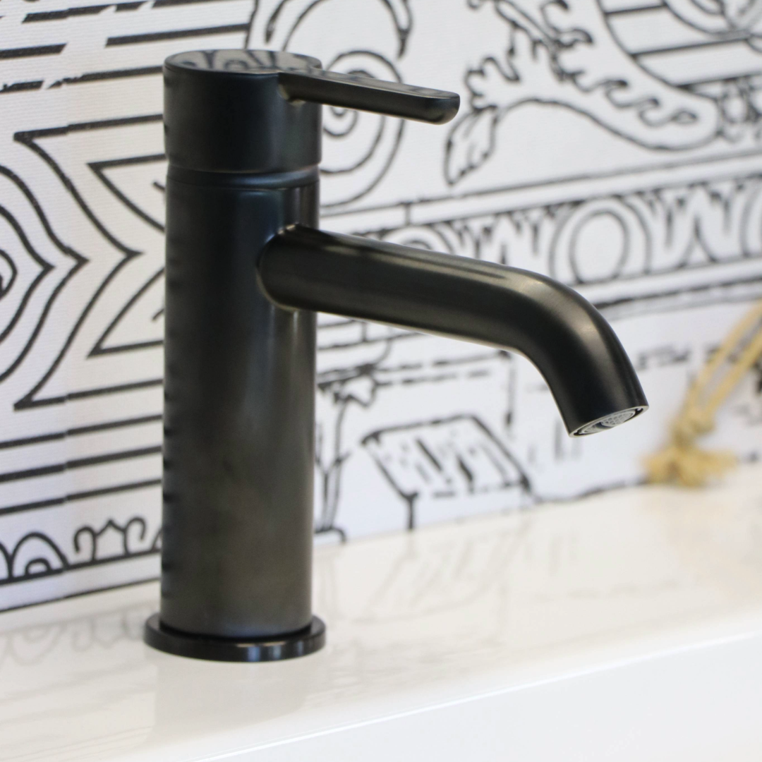 Rubinetto per lavabo VFG Prestige nero - Medio con rubinetto di scarico