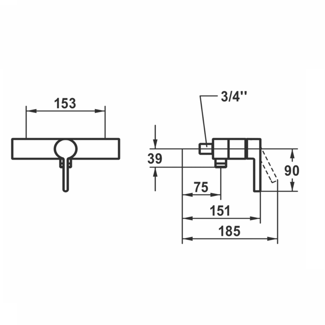 Miscelatore per doccia KWC BEVO , AD 153 cromo CH standard