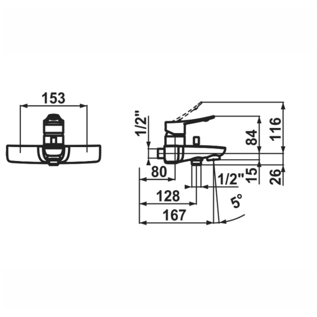 Badewannenmischer KWC ACTIVO, AD 153 / A 165 / Chrom