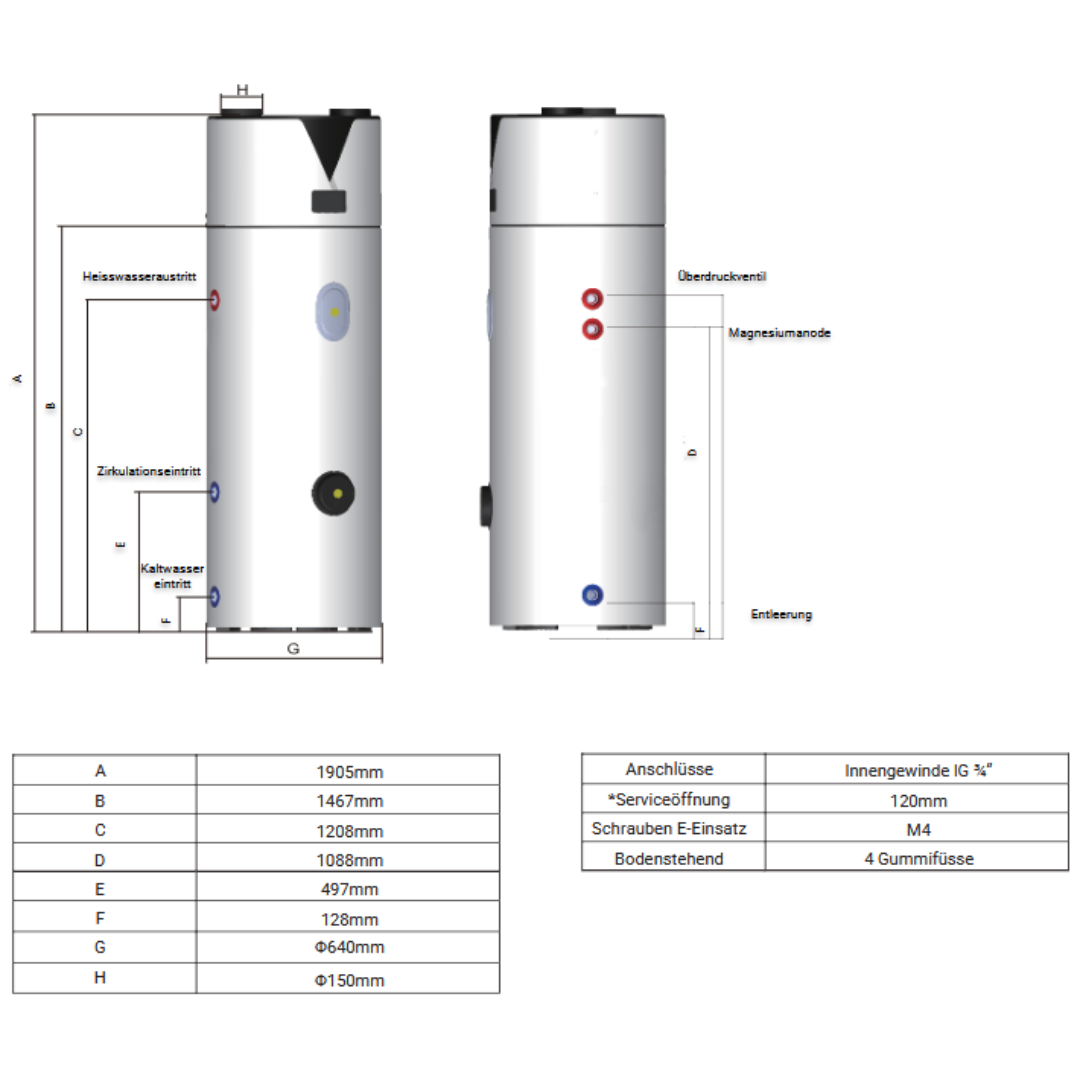 Wärmepumpenboiler Swiss-VFG GreenBoiler 300L, R290, extrem effizienter Warmwasserboiler mit Wärmepumpe