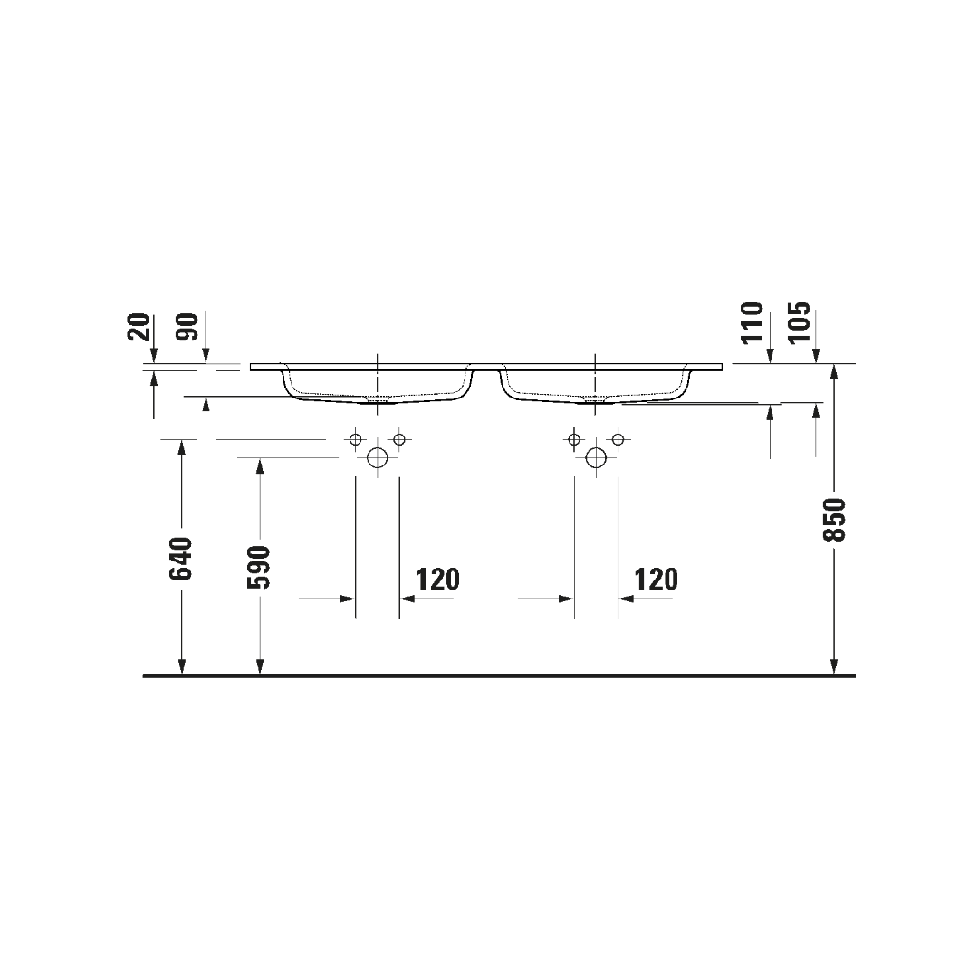 Waschtisch Duravit Sivida 129x48.5