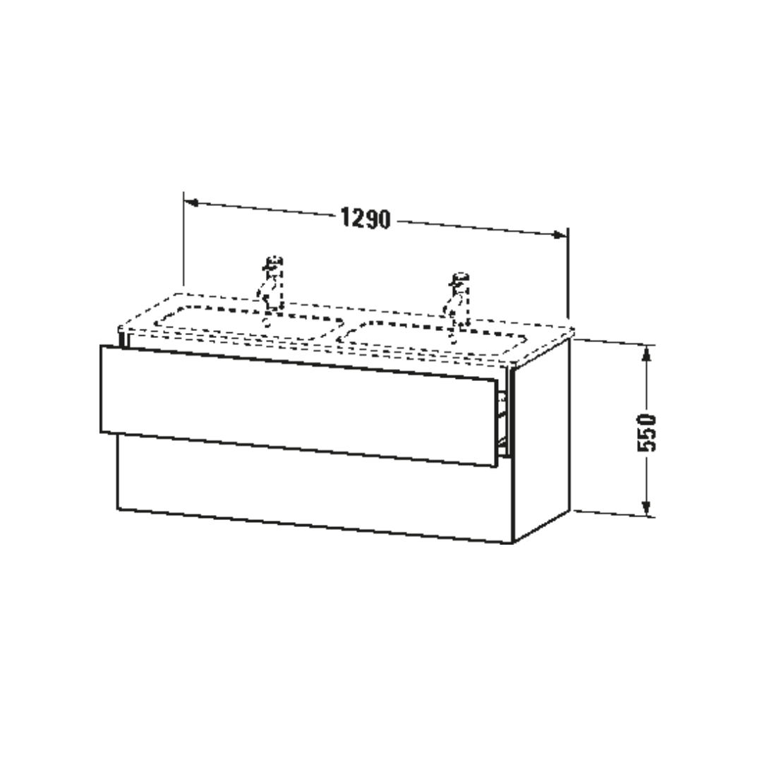 Waschtischunterbau L-Cube wandhängend 129x48.1 cm