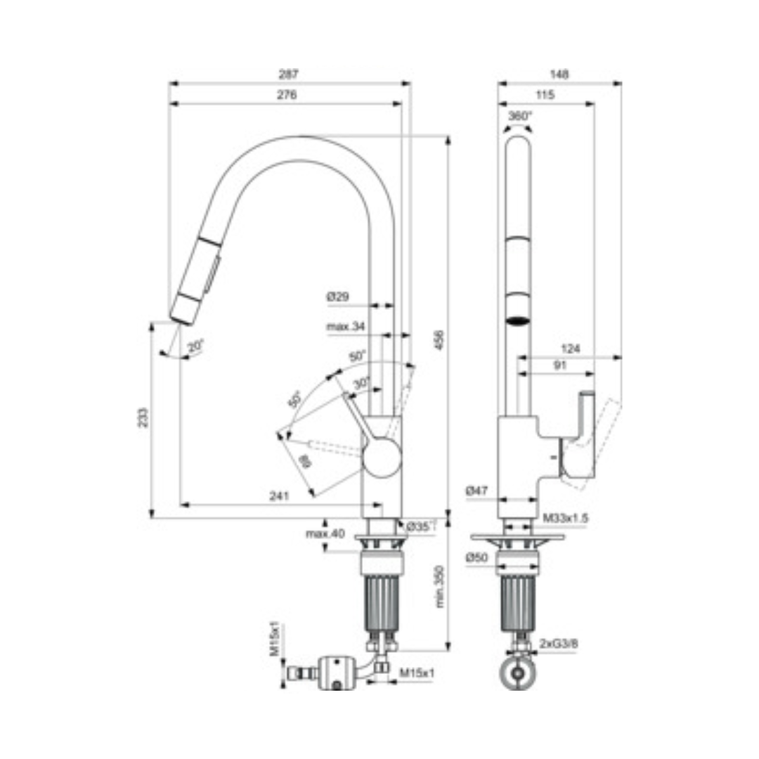 Küchenarmatur mit Auszugsbrause Ideal Standard Gusto, Chrom