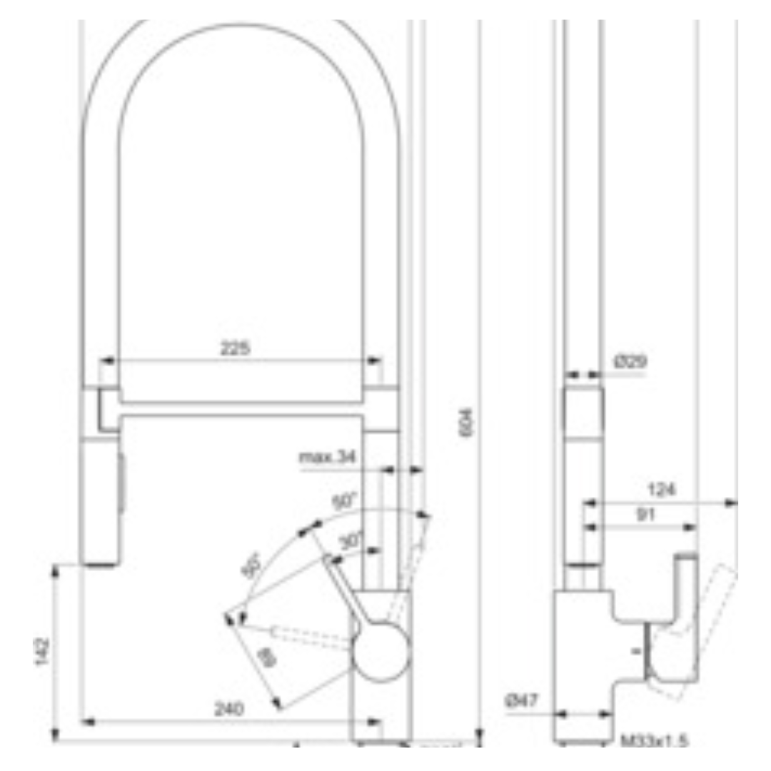 Küchenarmatur Gusto Semi-Professional, Edelstahl, Höhe 604mm